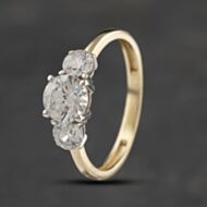 Pre-Owned 9ct Yellow Gold Cubic Zirconia Three Stone Ring 41103376