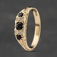 Pre-Owned 9ct Yellow Gold Sapphire & Cubic Zirconia Seven Stone Ring 41103395