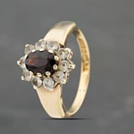 Pre-Owned 9ct Yellow Gold Garnet & Cubic Zirconia Cluster Ring 41103414