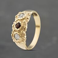 Pre-Owned 9ct Yellow Gold Garnet Three Stone Ring 41103415
