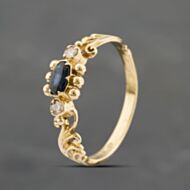 Pre-Owned 9ct Yellow Gold Sapphire & Cubic Zirconia Three Stone Dress Ring 41103421