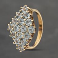 Pre-Owned 9ct Yellow Gold Aquamarine Cluster Ring 41103428