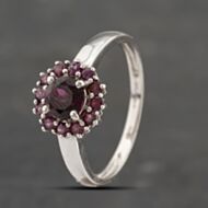 Pre-Owned 9ct White Gold Tourmaline Round Cluster Ring 41103454