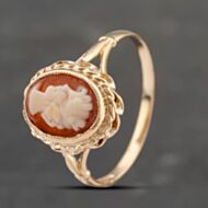 Pre-Owned 9ct Yellow Gold Cameo Oval Dress Ring 41103455
