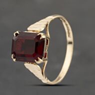Pre-Owned 9ct Yellow Gold Garnet Oblong Dress Ring 41103457