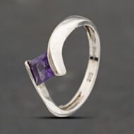 Pre-Owned 9ct White Gold Amethyst Crossover Dress Ring 41103463