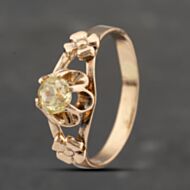 Pre-Owned 14ct Rose Gold Paste Flower Shoulders Dress Ring 41103465
