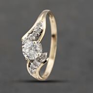 Pre-Owned 14ct Yellow Gold Cubic Zirconia Twist Shoulder Set Solitaire Ring 41103467