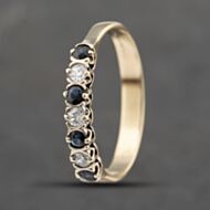 Pre-Owned 9ct Yellow Gold Sapphire & Cubic Zirconia Half Eternity Ring 41103470