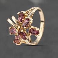 Pre-Owned 9ct Yellow Gold Tourmaline Large Fancy Cluster Ring 41103480
