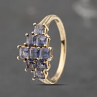 Pre-Owned 9ct Yellow Gold Tanzanite Nine Stone Dress Ring 41103483
