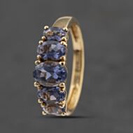 Pre-Owned 9ct Yellow Gold Tanzanite Oval Five Stone Ring 41103485