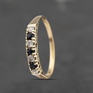 Pre-Owned 9ct Yellow Gold Sapphire & Cubic Zirconia Half Eternity Ring 41103492