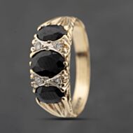Pre-Owned 9ct Yellow Gold Sapphire & Cubic Zirconia Seven Stone Ring 41103494