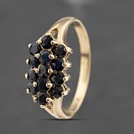 Pre-Owned 9ct Yellow Gold Sapphire Three Row Ring 41103495