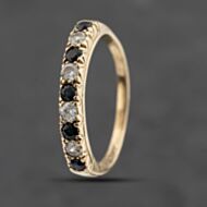 Pre-Owned 9ct Yellow Gold Sapphire & Cubic Zirconia Half Eternity Ring 41103497