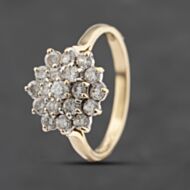 Pre-Owned 14ct Yellow Gold Cubic Zirconia Round Cluster Ring 41103499
