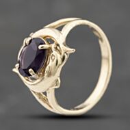 Pre-Owned 9ct Yellow Gold Amethyst Dolphin Dress Ring 41103506