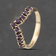 Pre-Owned 9ct Yellow Gold Amethyst Half Wishbone Ring 41103509