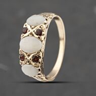 Pre-Owned Yellow Gold Opal & Garnet Seven Stone Ring 41103533