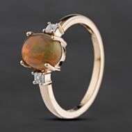 Pre-Owned Vintage 9ct Yellow Gold Opal & Cubic Zirconia Oval Dress Ring 41103539