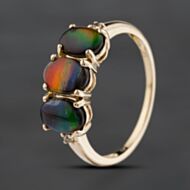 Pre-Owned 9ct Yellow Gold Opal Doublet Three Stone Ring 41103540