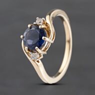 Pre-Owned 9ct Yellow Gold Tanzanite & Cubic Zirconia Three Stone Ring 41103541