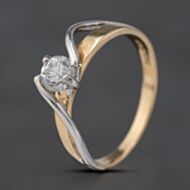 Pre-Owned 9ct Two Colour Gold Cubic Zirconia Twist Shoulders Solitaire Ring 41103545