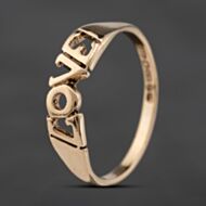 Pre-Owned Vintage 9ct Yellow Gold Love Signet Ring 41103546