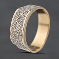 Pre-Owned 9ct Yellow Gold Cubic Zirconia Pave Set Three Row Ring 41103548