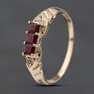 Pre-Owned 9ct Yellow Gold Ruby & Cubic Zirconia Five Stone Ring 41103552