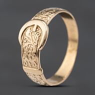 Pre-Owned Vintage 9ct Yellow Gold Engraved Buckle Ring 41103558