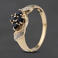 Pre-Owned 9ct Yellow Gold Sapphire & Cubic Zirconia Shoulders Cluster Ring 41103563