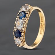 Pre-Owned Vintage 18ct Yellow Gold Blue & White Spinel Five Stone Ring 41103568
