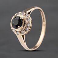 Pre-Owned Vintage 9ct Yellow Gold Sapphire & Cubic Zirconia Cluster Ring 41103574