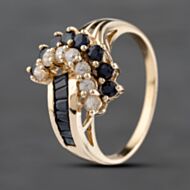 Pre-Owned 9ct Yellow Gold Sapphire & White Zircon Dress Ring 41103578