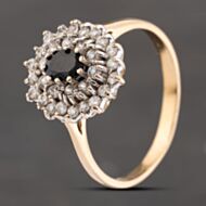 Pre-Owned 9ct Yellow Gold Cubic Zirconia & Sapphire Tier Cluster Ring 41103587