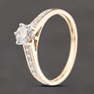 Pre-Owned 9ct Yellow Gold Cubic Zirconia Channel Set Shoulder Solitaire Ring 41103588