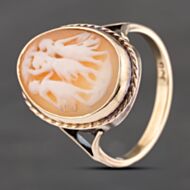 Pre-Owned Vintage Yellow Gold Oval Three Graces Cameo Ring 41103592