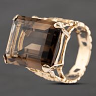 Pre-Owned Vintage Yellow Gold Smoky Quartz Large Oblong Dress Ring 41103594
