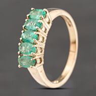 Pre-Owned 9ct Yellow Gold 0.83ct Emerald Oval Half Eternity Ring 41103596