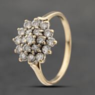 Pre-Owned 9ct Yellow Gold Cubic Zirconia Round Cluster Ring 41103607