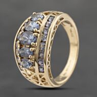 Pre-Owned 9ct Yellow Gold Tanzanite Three Row Ring 41103614