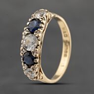 Pre-Owned 9ct Yellow Gold Spinel Blue & White Five Stone Ring 41103619