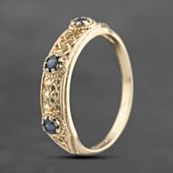 Pre-Owned 9ct Yellow Gold Celtic Style Band Open Work Three Stone Ring 41103631