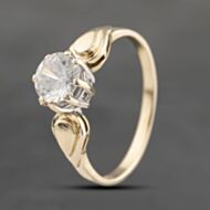 Pre-Owned 9ct Yellow Gold Cubic Zirconia Solitaire Ring 41103633