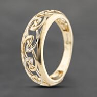 Pre-Owned 9ct Two Colour Gold Open Work Patterned Band Ring 41103638