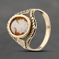 Pre-Owned Vintage Yellow Gold Cameo Oval Dress Ring 41103650