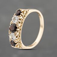 Pre-Owned 9ct Yellow Gold Garnet & Spinel Five Stone Ring 41103658