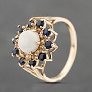 Pre-Owned 9ct Yellow Gold Opal & Sapphire Large Cluster Ring 41103659